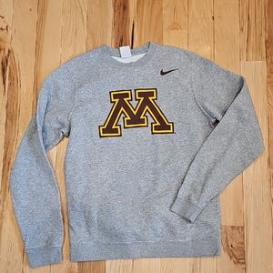 Nike Gray Crewneck Sweater with Gold and Maroon Logo Gopher